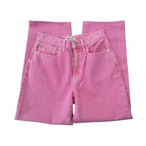 Madewell Bright Pink Baggy Straight Leg Jeans